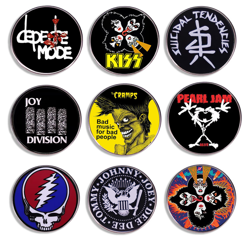 Audio Music Lollipop - เข็มกลัดวงดนตรีป๊อปร็อค แฟชั่นเพลง ดนตรี ตราสัญลักษณ์รูปวงกลม เข็มกลัดติดเสื้อผ้า กระเป๋า
