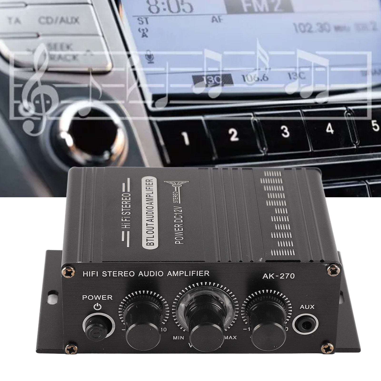 Portable Amplifier Mini - เครื่องขยายเสียงสเตอริโอ เครื่องขยายเสียงรถจักรยานยนต์ เครื่องขยายเสียงสเตอริโอ 12V แบบพกพาคุณภาพเสียงที่ชัดเจน เครื่องขยายเสียงขนาดเล็กสําหรับรถมอเตอร์ไซด์บ้าน