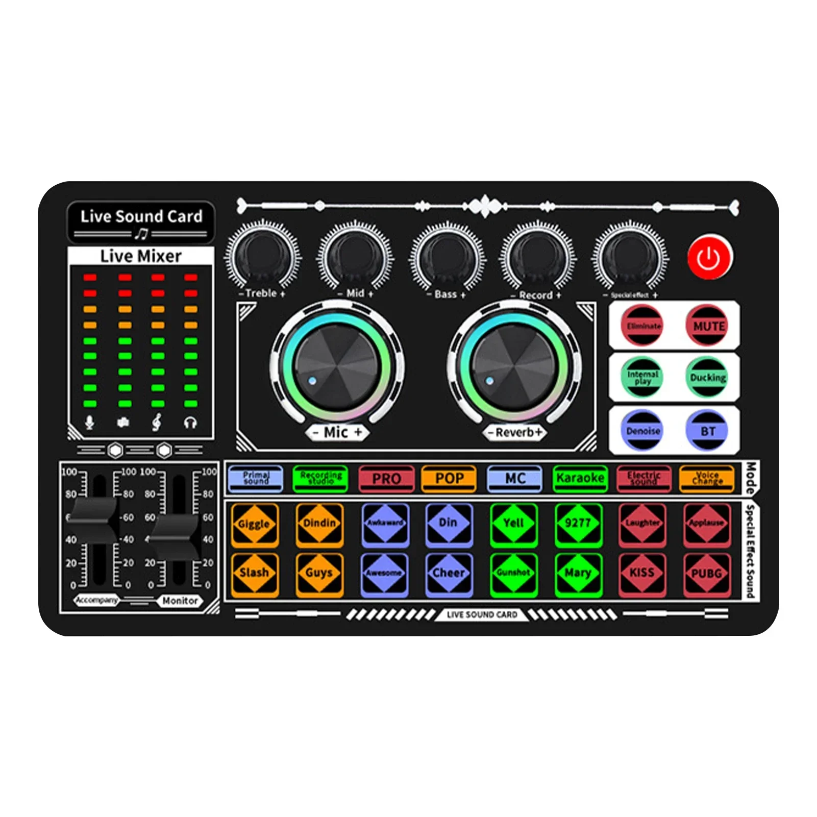 Audio Music Voice Changer - มิกเซอร์เสียง USB การ์ดเสียงสด สตรีมมิ่ง ชาร์จซ้ำได้ เครื่องเปลี่ยนเสียงคอมพิวเตอร์