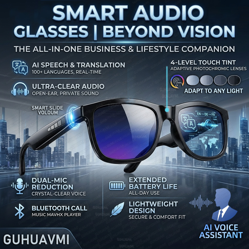 Audio Music Arabic - แว่นตาอัจฉริยะเปลี่ยนสีสัมผัสได้ รุ่นใหม่ สำหรับผู้ชาย พร้อม AI แปลภาษา