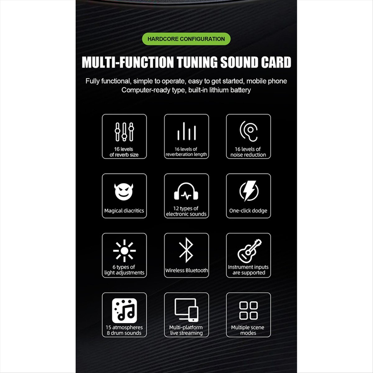 Audio Music Voice Changer - DT77 SN800 การ์ดเสียงสด เครื่องเปลี่ยนเสียง ตัวผสมเสียงสำหรับการออกอากาศ การบันทึกเสียง