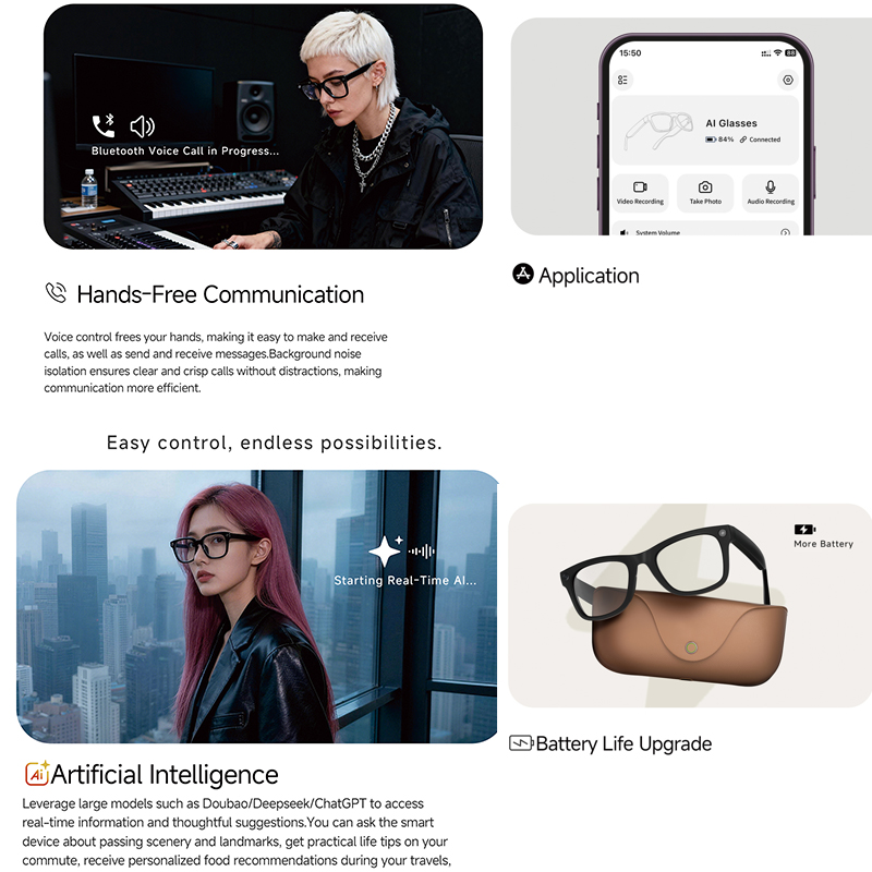 แว่นตาอัจฉริยะ AI ปี 2026 กล้อ - Audio Music Arabic บทวิจารณ์และราคา